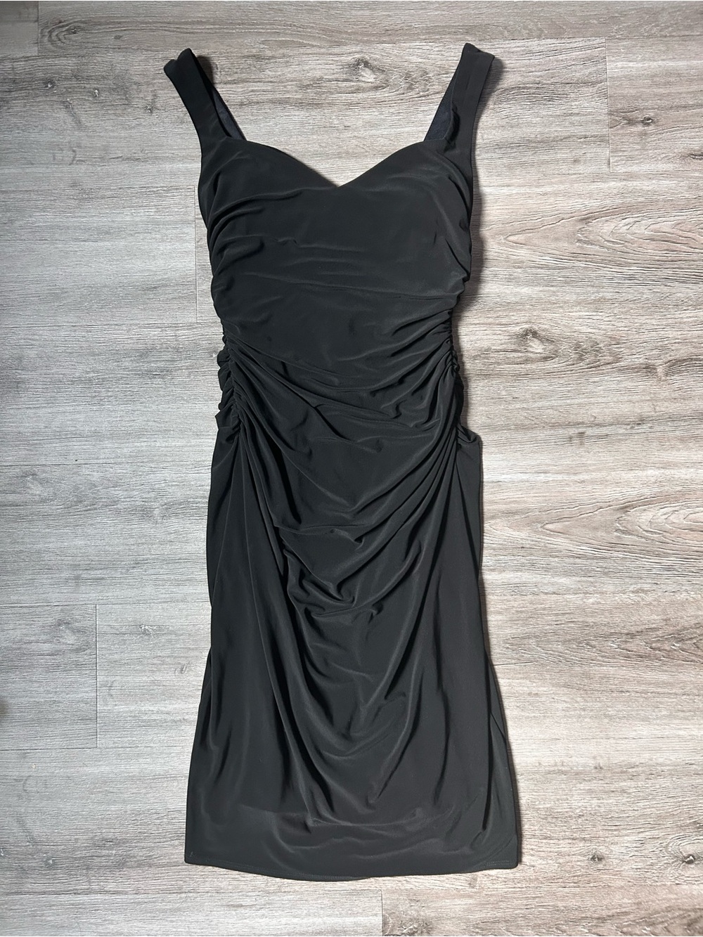 Laundry by Shelli Segal Ruched V-Neck Cocktail Little Black Dress Size 12